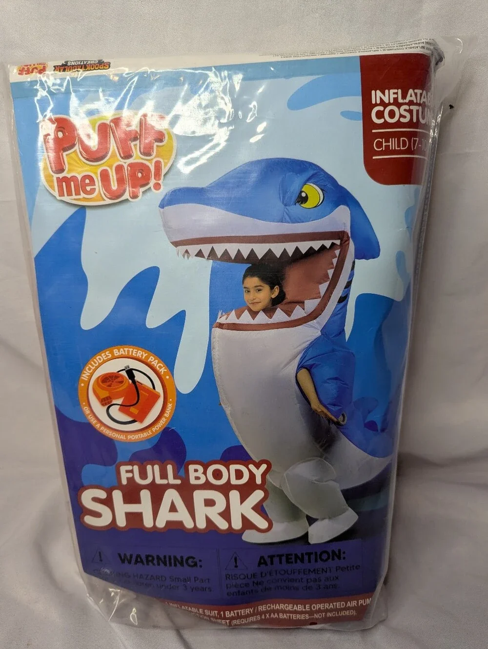 Spooktacular Creations Inflatable Full Body Shark Costume Size Child 7-10 Years